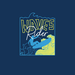 Wall Mural - Waves rider surfing summer graphic tee