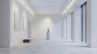 © Matthias - Minimalistic art gallery with white walls and sculpture centerpiece