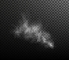 Wall Mural - Vector isolated smoke PNG. White smoke texture on a transparent black background. Special effect of steam, smoke, fog, clouds.	
