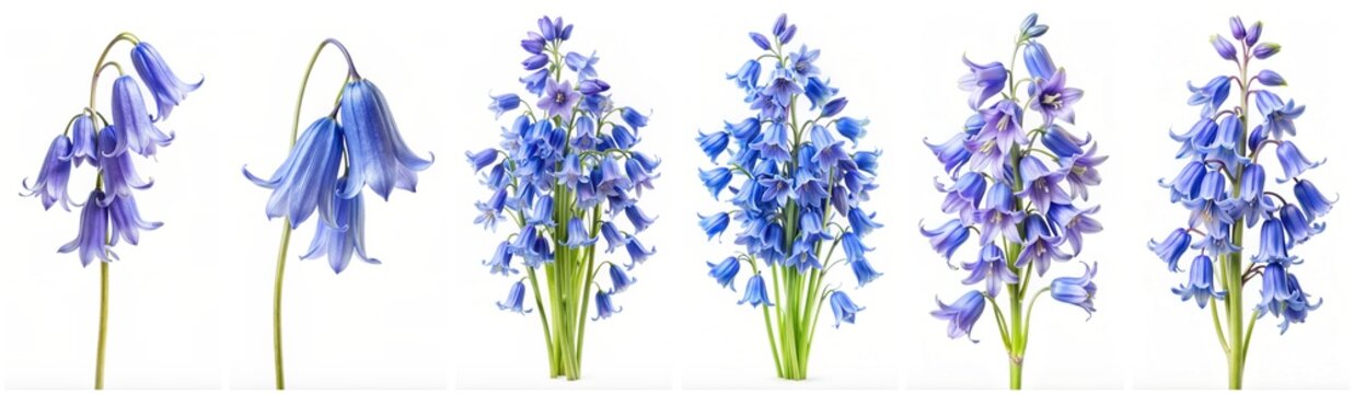 Bluebells flower set isolated on a white background