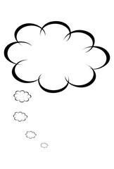 Wall Mural - black outline cloud thought icon vector image, outline vector thought cloud in black color