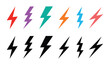 © d4_dsgns - Set of lighting bolt icon. Hand drawn doodle electric lightning symbol sketch. thunder icon
