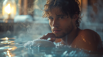 Canvas Print - portrait of a man In the bathroom