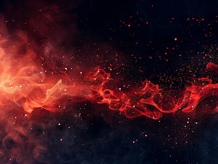 Wall Mural - abstract red smoke on black background. fantasy fractal texture. digital art