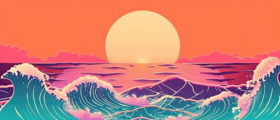 Wall Mural - sunset sun nature water sky ocean summer landscape horizon beach beauty light wave background sunlight travel sunrise orange dawn yellow morning reflection