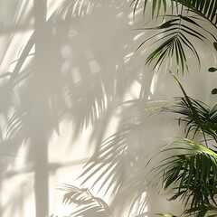 Wall Mural - white wall with soft shadows of plants on it