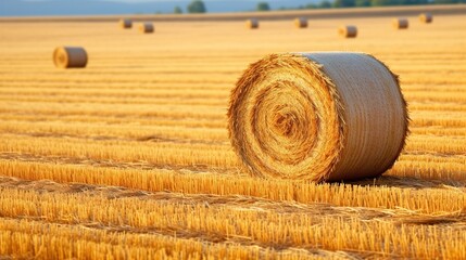 Wall Mural - hay bales in a field