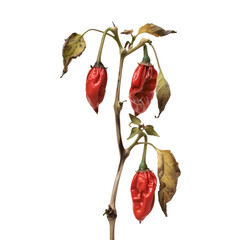 Wall Mural - dry chilli plant, white background