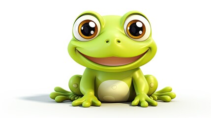 Wall Mural - Cute cartoon green frog 