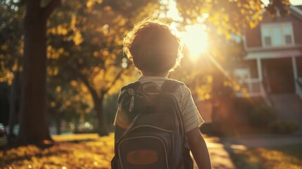 Wall Mural - child goes to school