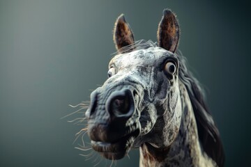 Wall Mural - A close-up shot of a horse's face with a blurred background