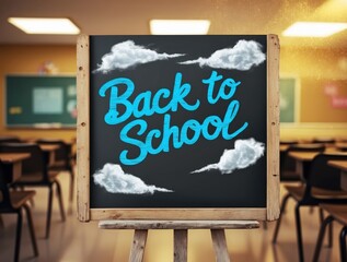 Wall Mural - Back to School Chalkboard Sign in Classroom