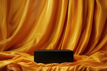 Wall Mural - A small black box sits atop a bright yellow cloth, awaiting its purpose