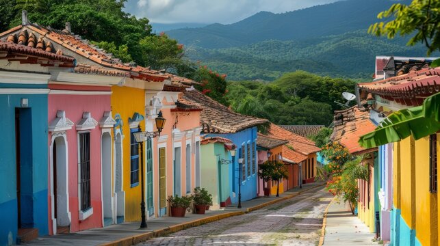 The colonial city of Coro, Venezuela, with its colorful houses and historic streets 
