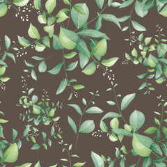 Sticker - leaf botanical seamless pattern vector design for cover fabric interior decor Cute pattern with plant branch