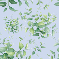 Sticker - leaf botanical seamless pattern vector design for cover fabric interior decor Cute pattern with plant branch