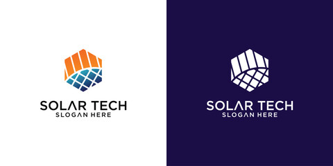 Creative solar technology logo design with modern style , premium vector