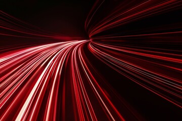 Wall Mural - Abstract red lines depict the speed of the road in red. Red light trails on a dark background, Design of albums, notebooks, banners, postcards, posters