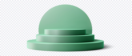 Leinwandbilder - Light green 3D stage podium mockup for cosmetic and product placement. Geometric two step product display. Vector illustration