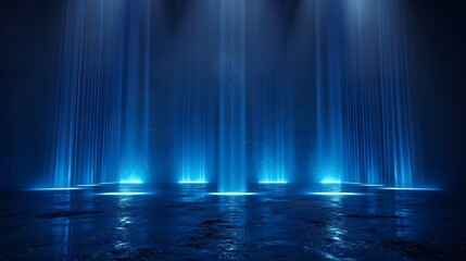 Canvas Print - Mesmerizing Blue Light Beams Reflecting on Water Surface