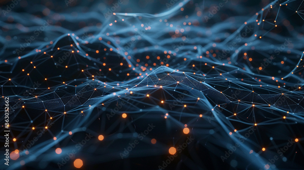 Machine Learning Connection Machine learning and AI technology concept with neural network ...