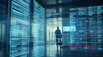 Leinwandbilder - A virtual hologram screen displaying a patient's medical records in multiple languages.