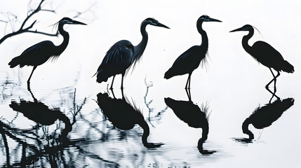 Canvas Print - heron silhouettes