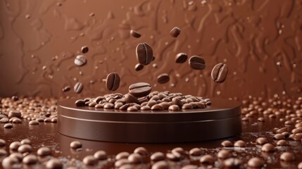 Wall Mural - coffee 3d podium round stage for product