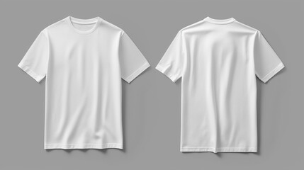 Mockup. Short sleeve white t-shirt with copy space isolated on grey background. Generative AI.