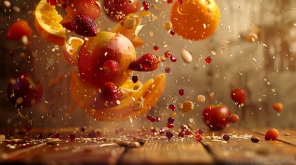 Wall Mural - Dynamic Fruit Explosion, Generative AI