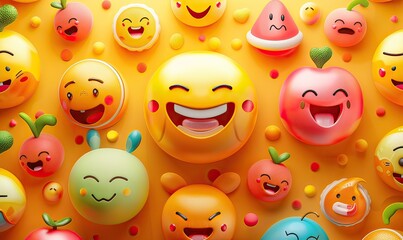 A vibrant group of 3D emoji faces exhibiting a range of emotions. generate AI