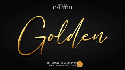 Luxury gold script editable text effect, elegant gold style