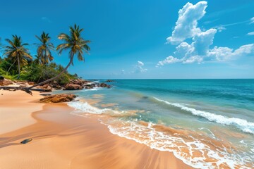 Wall Mural - Beautiful tropical beach and sea landscape view on sunny day.