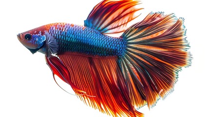 Poster - Betta fish siamese fighting fish isolated on white background with clipping path : Generative AI