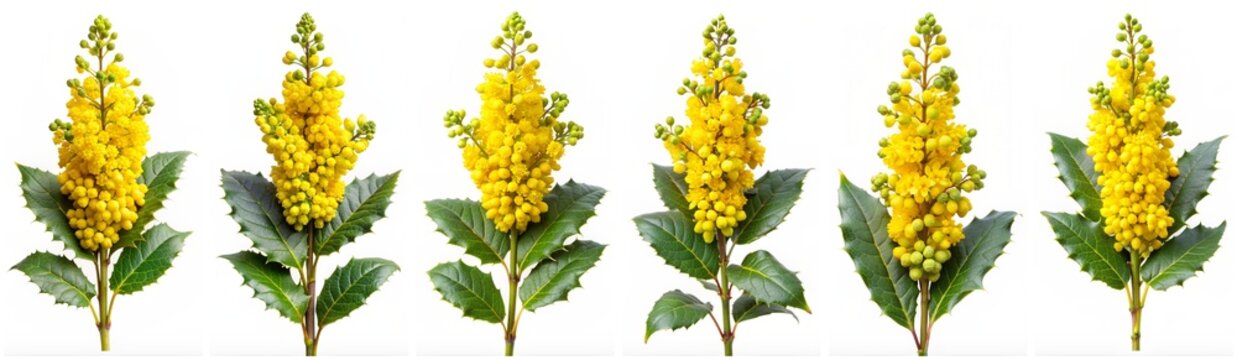 Mahonia flower set isolated on a white background