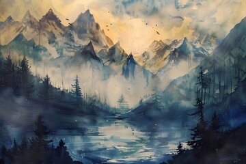 Painting of foggy nature