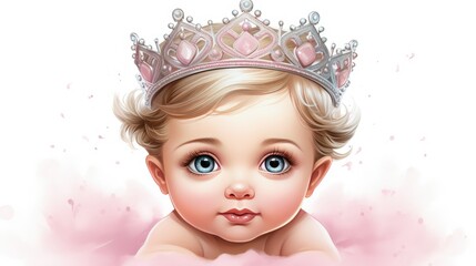 Canvas Print - baby girl with big blue eyes 