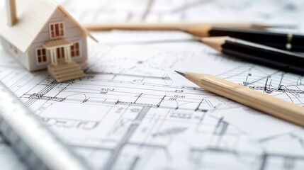Poster - Architects and engineers are working together to edit the draft house plan that was designed after it was presented to the client and partially revised the design Interior design and d : Generative AI
