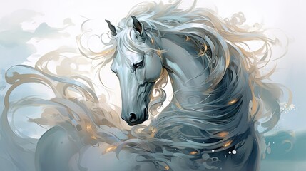 Canvas Print - white horse