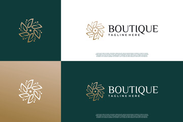 Boutique logo design with floral ornament