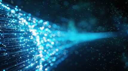 Aufkleber - Abstract blue light fiber optic technology background, suitable for communication and data transmission concepts.