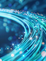 Leinwandbilder - Close-up of glowing fiber optic cables, showcasing advanced technology and seamless internet connectivity with vibrant light trails.