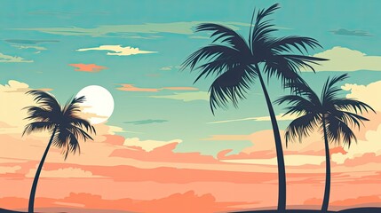 Wall Mural - palm trees on the beach