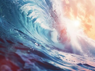 epic wave ocean surfing. summer vacation nature background