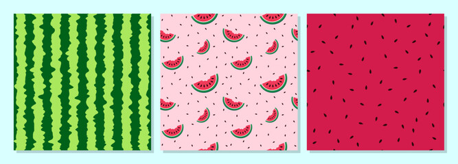 Green and Fresh Watermelon Skin Seamless Pattern. Unique and Trendy seamless pattern background for your unique design. Watermelon realistic texture background letters vector illustration.