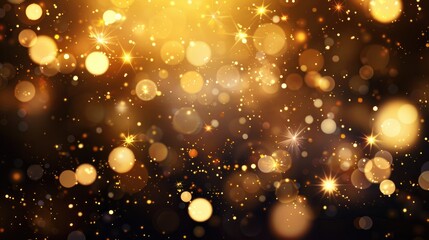 Wall Mural - shiny gold lights sparkle on a dark background