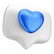 © AssetsStock - 3D White Speech Bubble with Blue Heart Reaction for Father's Day and Transparent Background