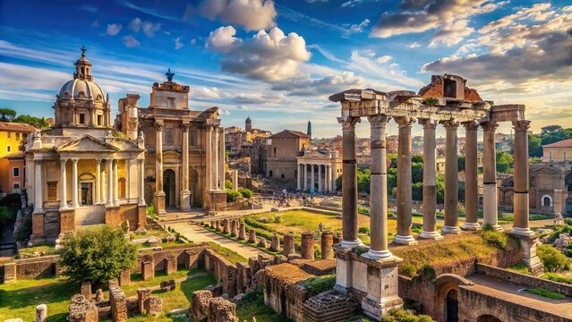 Ruins of Ancient Roman Forum in Rome, Italy , ancient, Rome, Italy, architecture, historical