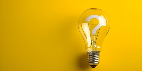 Wall Mural - the creativity of a yellow background with a light bulb and question mark. concept bright background