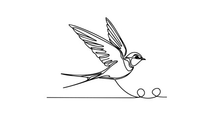 Swallow one continuous line art